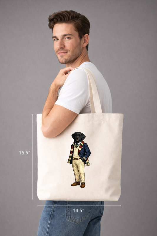 Preppy Black Labrador Retriever Tote Bag