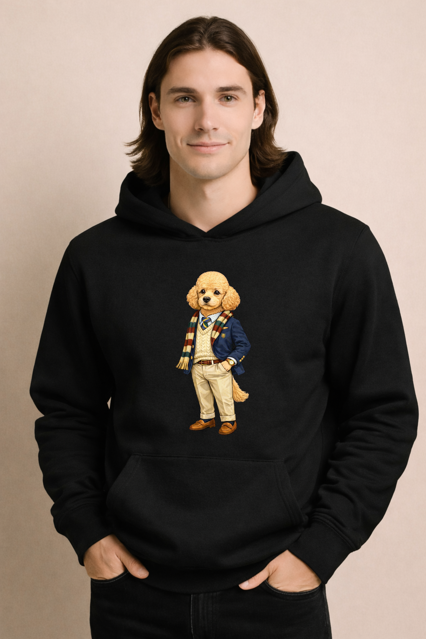 Preppy Golden Poodle Men’s Hoodie