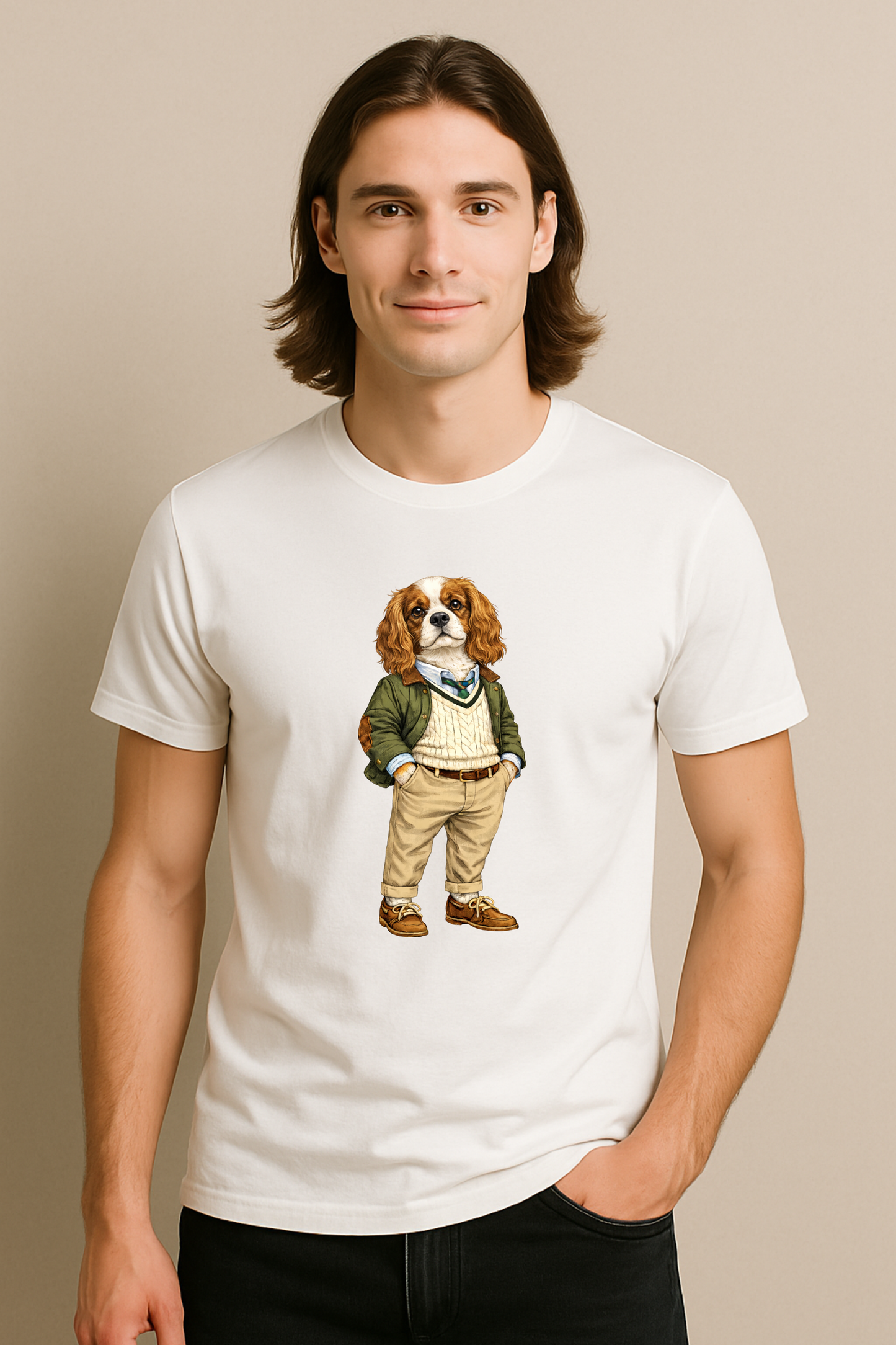 Preppy Cavalier King Charles Spaniel Men’s Tee Shirt