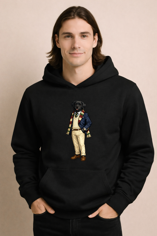 Preppy Black Labrador Retriever Men’s Hoodie