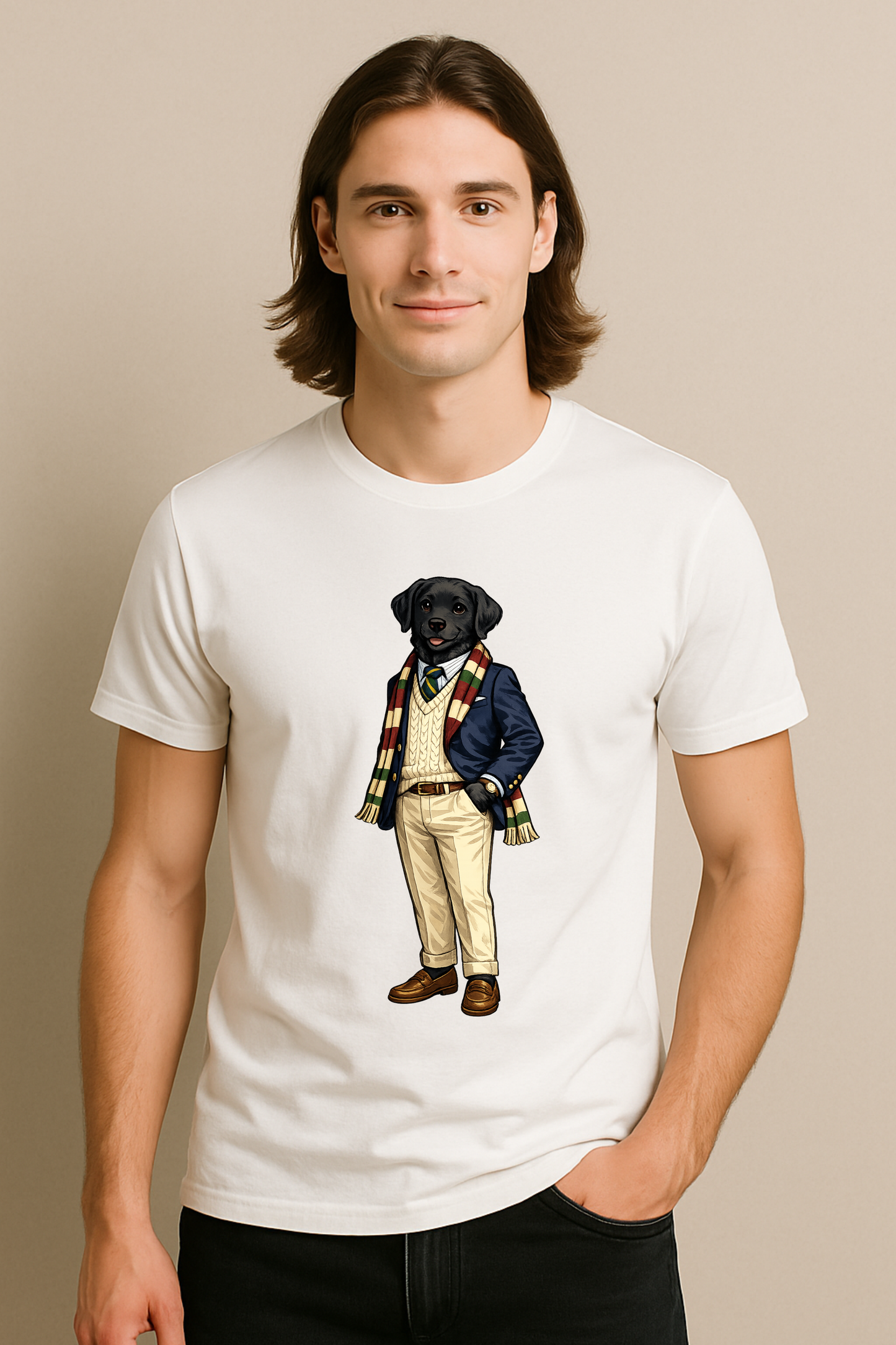 Preppy Black Labrador Retriever Men’s Tee Shirt