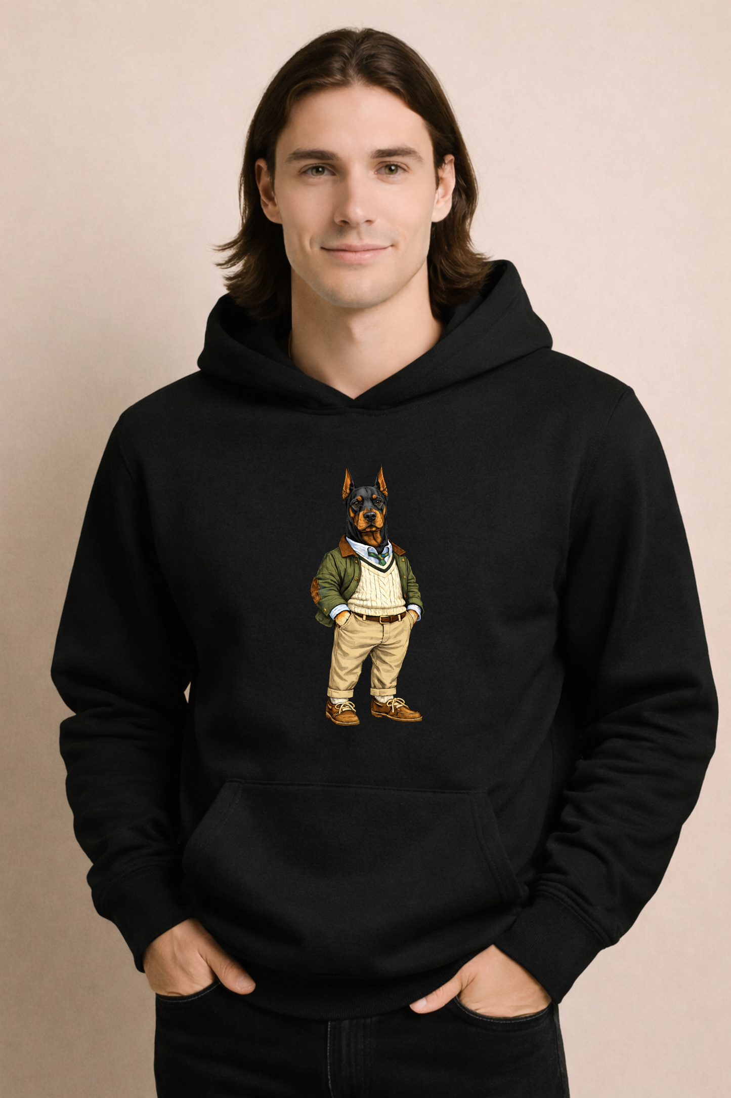 Preppy Doberman Pinscher Men’s Hoodie