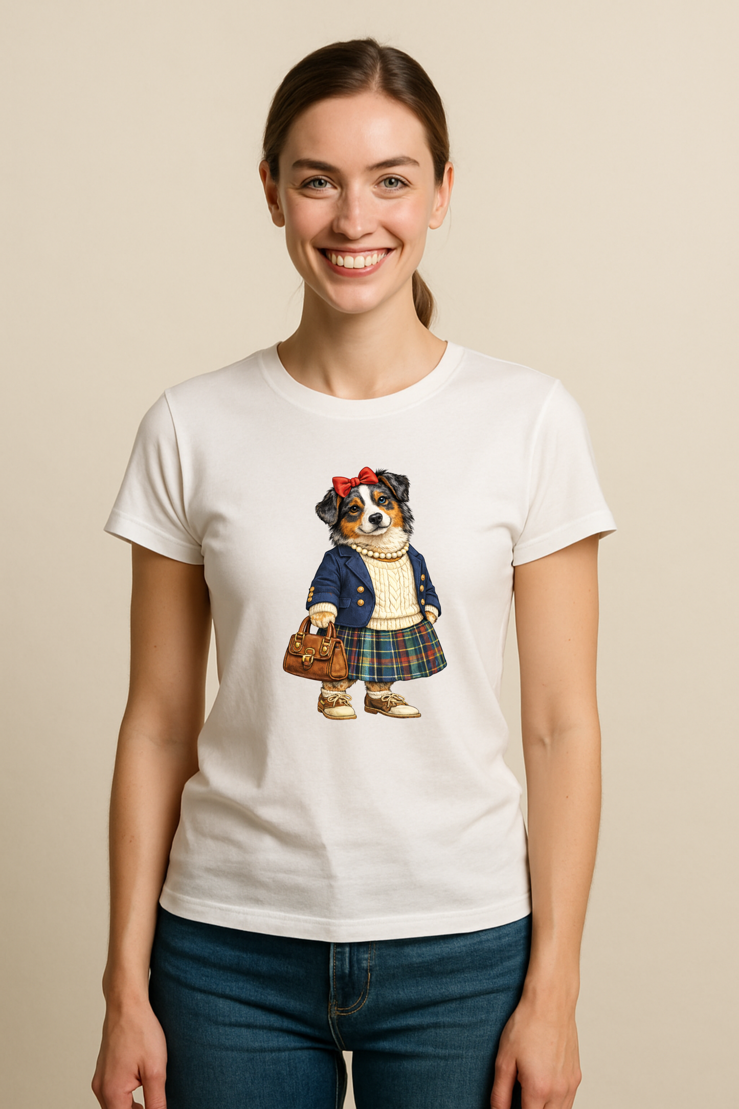Preppy Australian Shepherd Women’s Tee Shirt