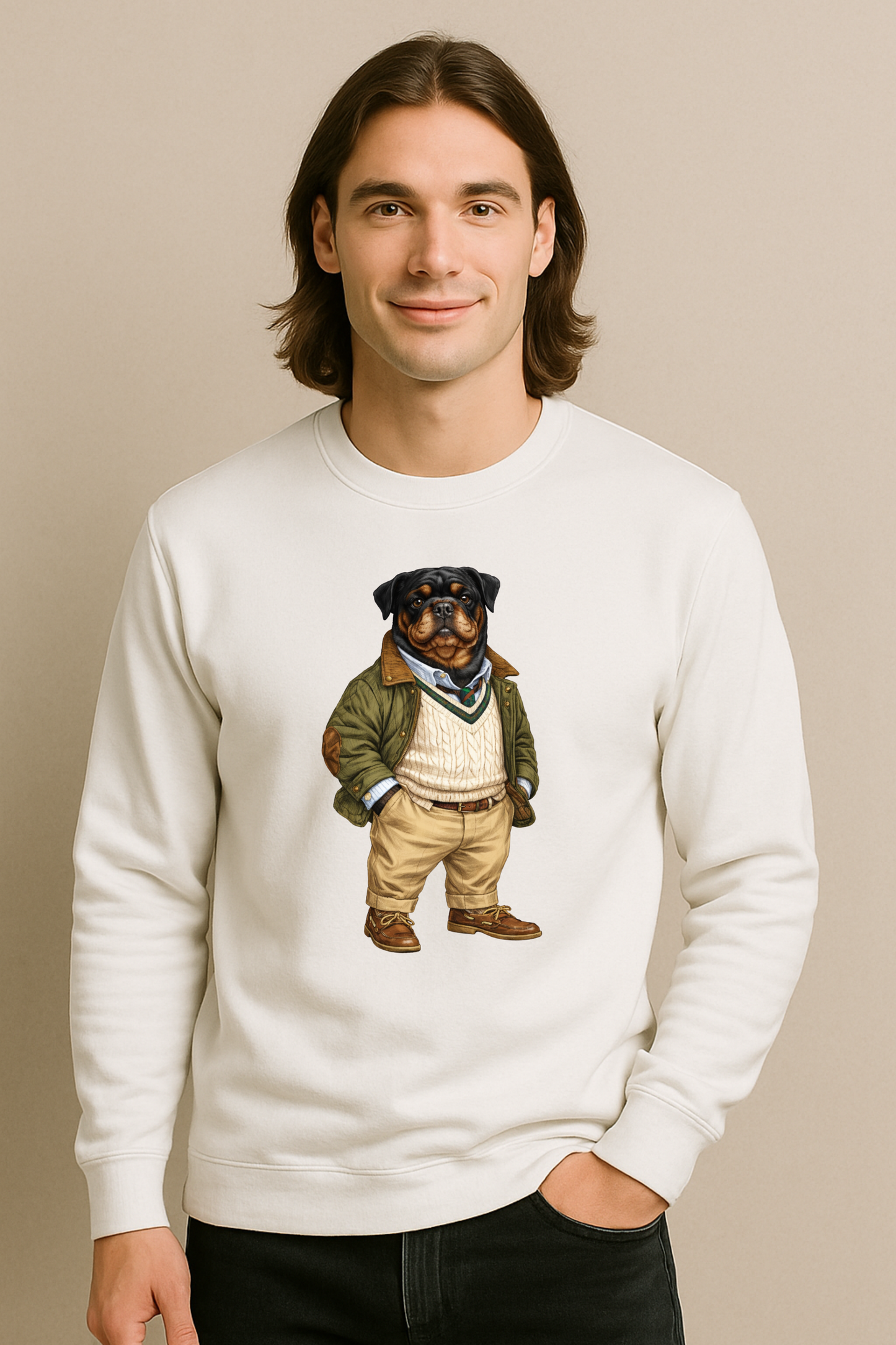 Preppy Rottweiler Men’s Crewneck Sweater