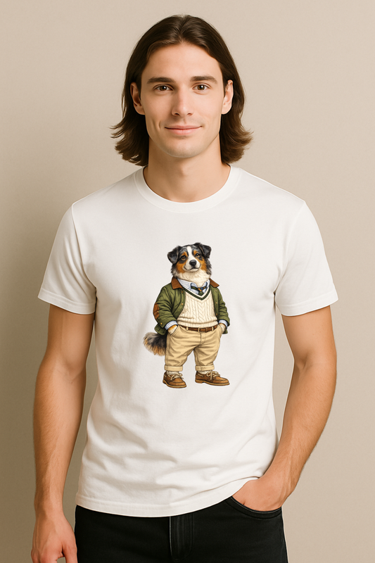 Preppy Australian Shepherd Men’s Tee Shirt