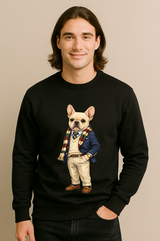 Preppy French Bulldog Men’s Crewneck Sweater