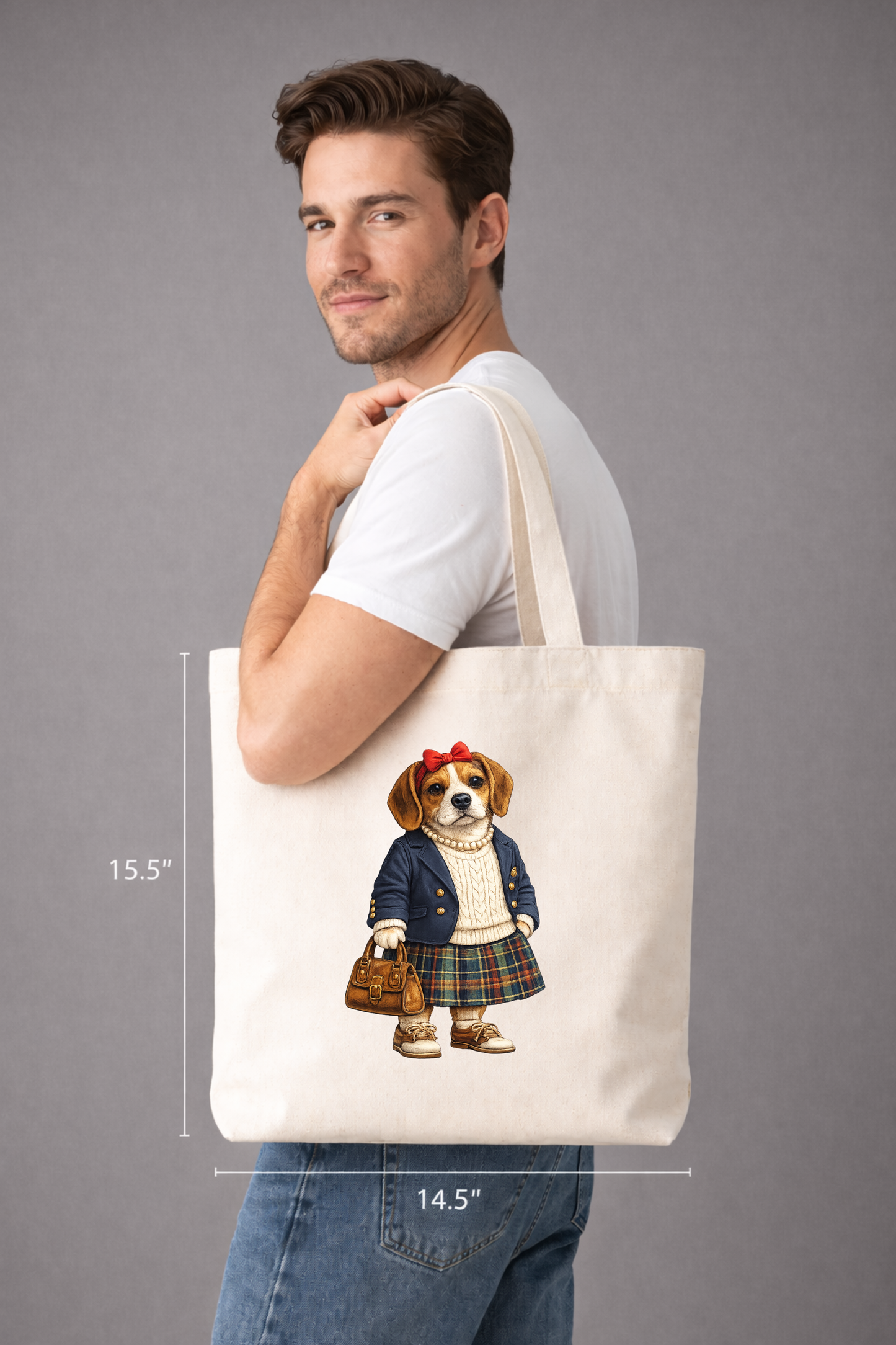 Preppy Beagle Girl Tote Bag
