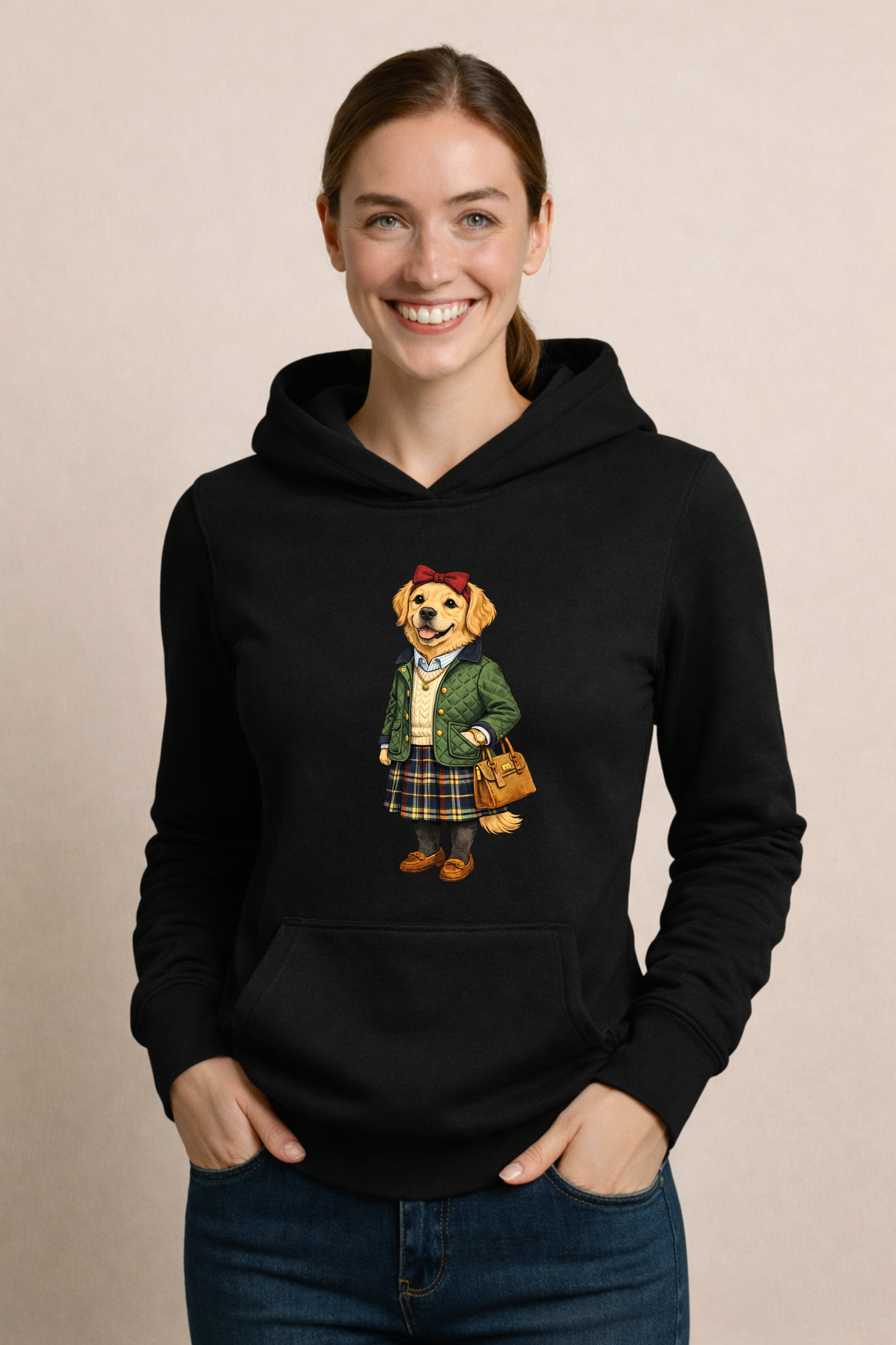 Preppy Golden Retriever Women’s Hoodie