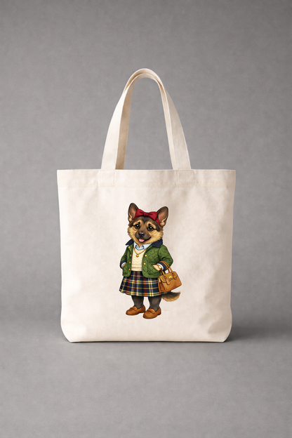 Preppy German Shepherd Girl Tote Bag