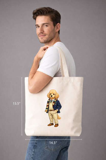Preppy Golden Poodle Tote Bag