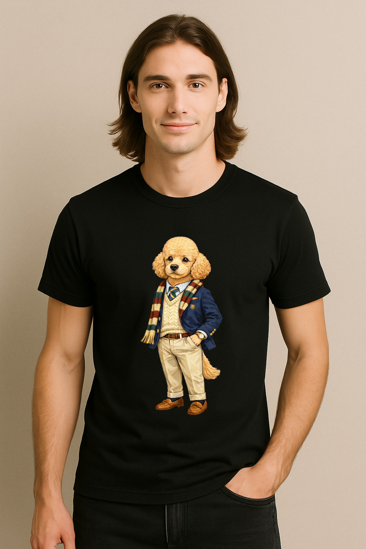 Preppy Golden Poodle Men’s Tee Shirt