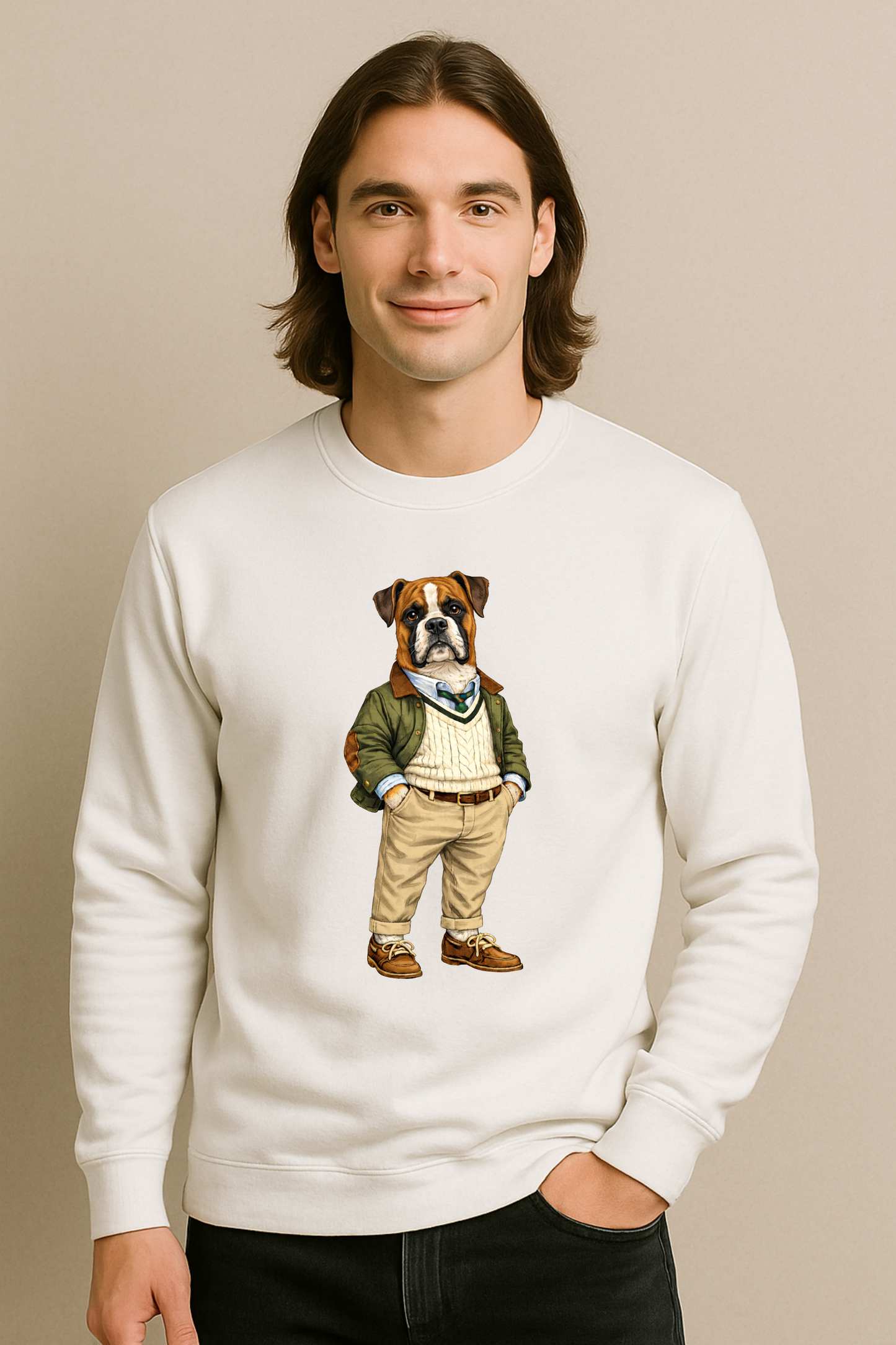 Preppy Boxer Men’s Crewneck Sweater