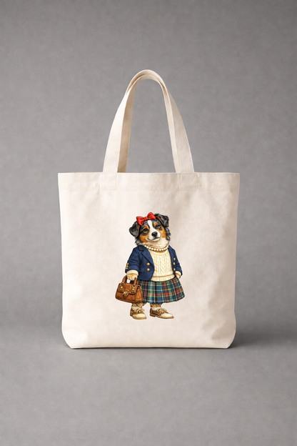 Preppy Australian Shepherd Girl Tote Bag