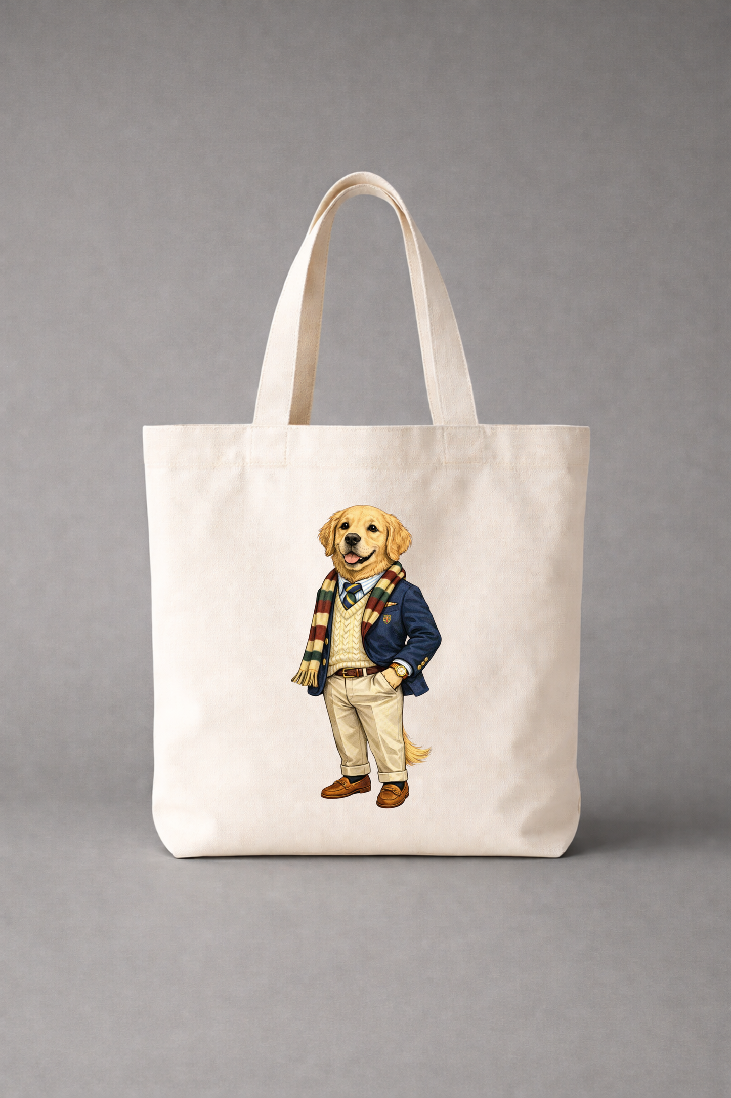 Preppy Golden Retriever Tote Bag