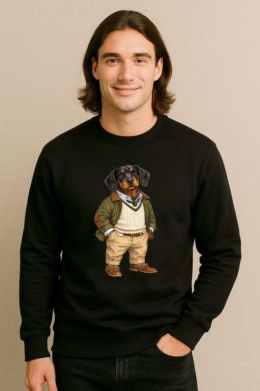 Preppy Dachshund Men’s Crewneck Sweater