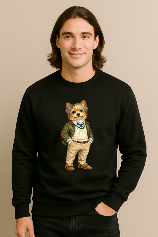 Preppy Yorkshire Terrier Men’s Crewneck Sweater