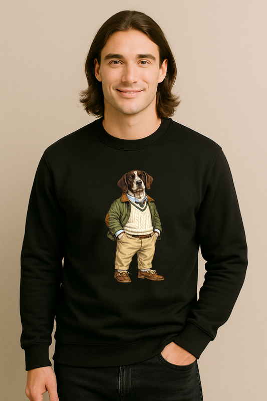 Preppy German Shorthaired Pointer Men’s Crewneck Sweater