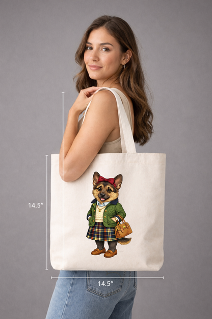 Preppy German Shepherd Girl Tote Bag