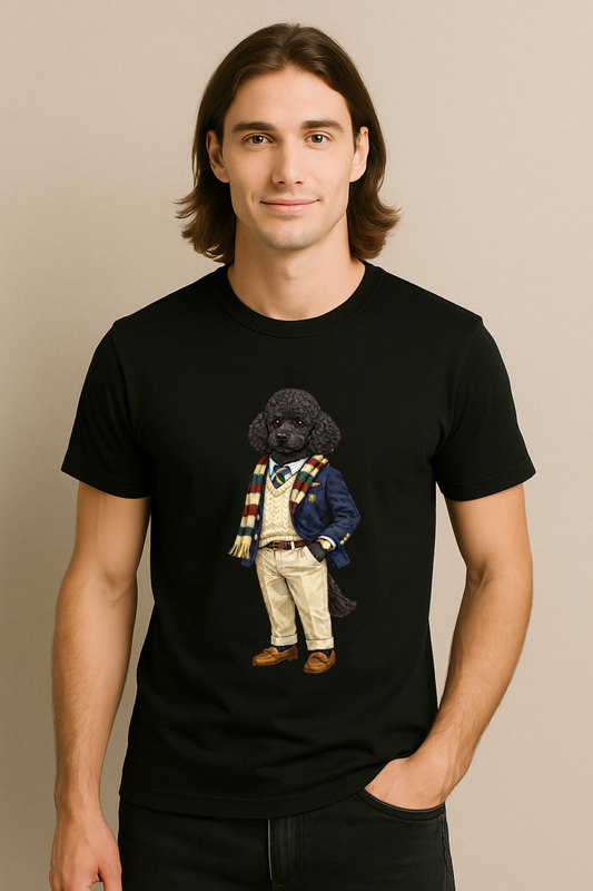 Preppy Black Poodle Men’s Tee Shirt