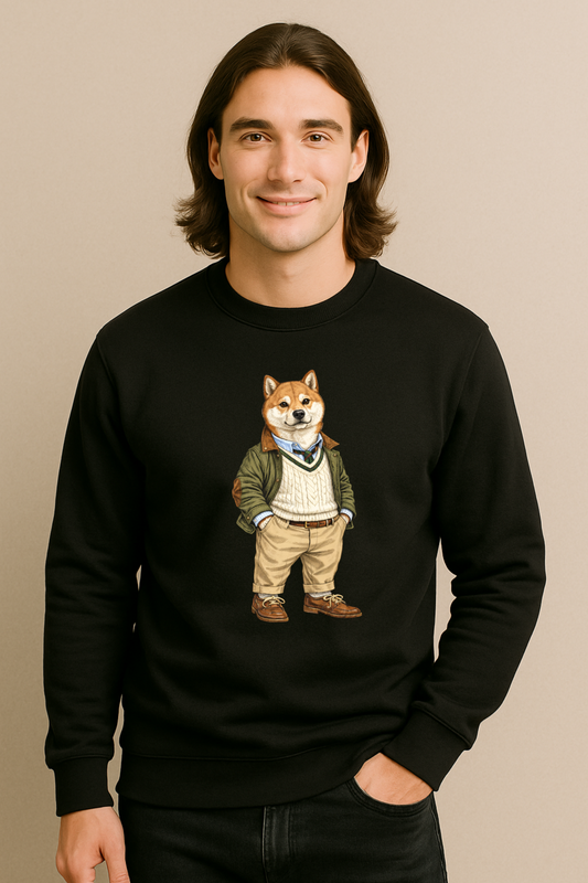 Preppy Shiba Inu Men’s Crewneck Sweater