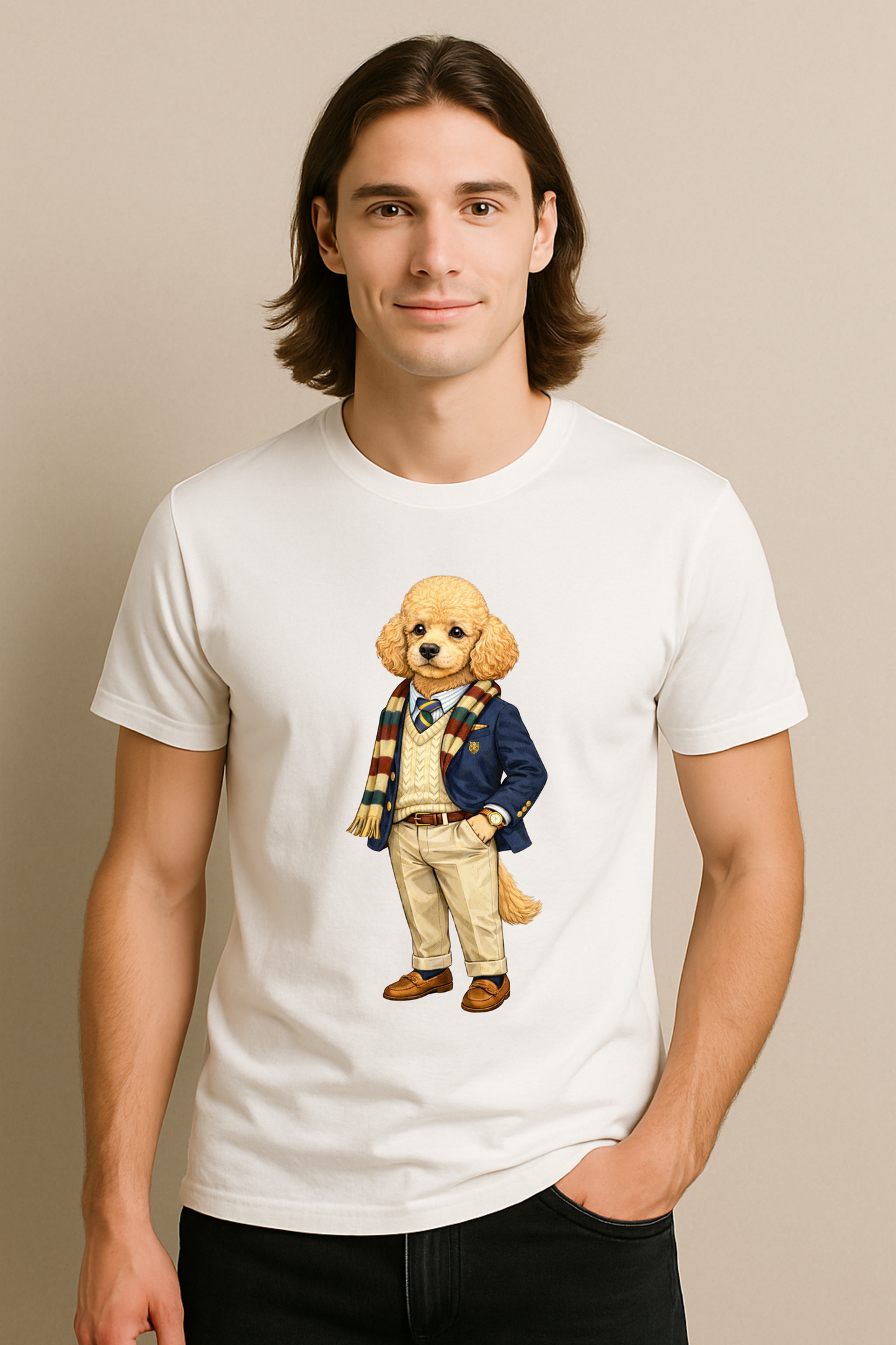 Preppy Golden Poodle Men’s Tee Shirt