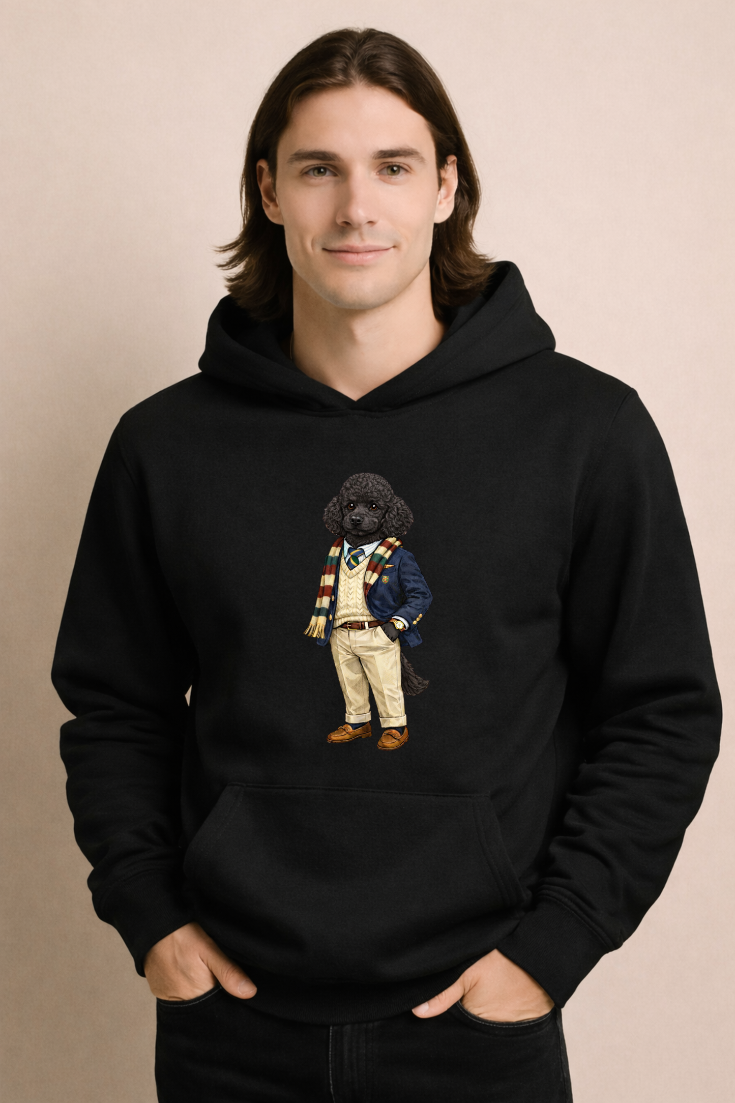 Preppy Black Poodle Men’s Hoodie
