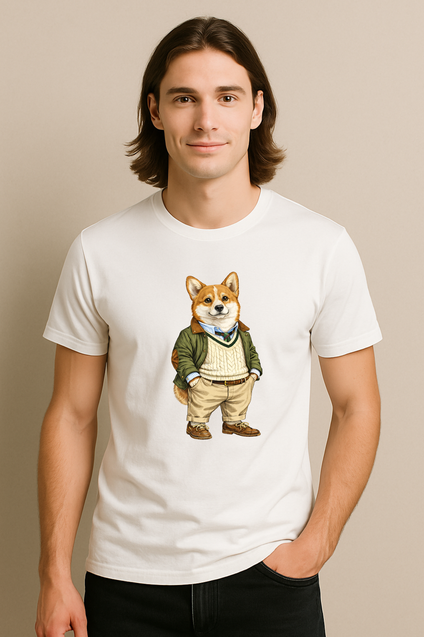 Preppy Corgi Men’s Tee Shirt