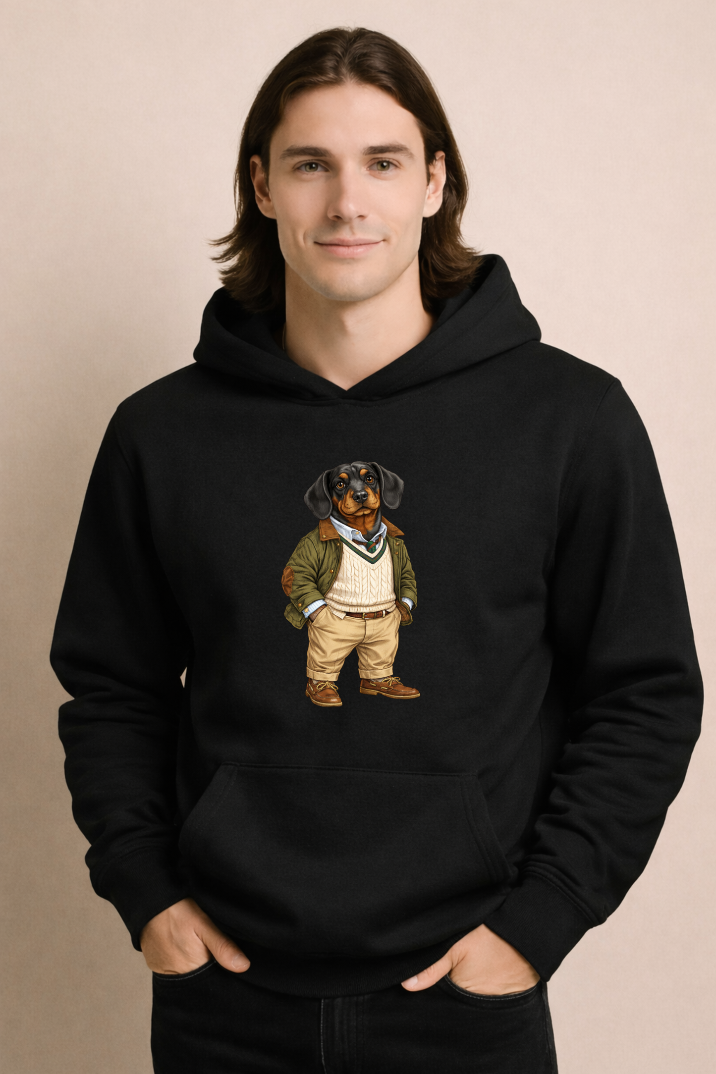 Preppy Dachshund Men’s Hoodie