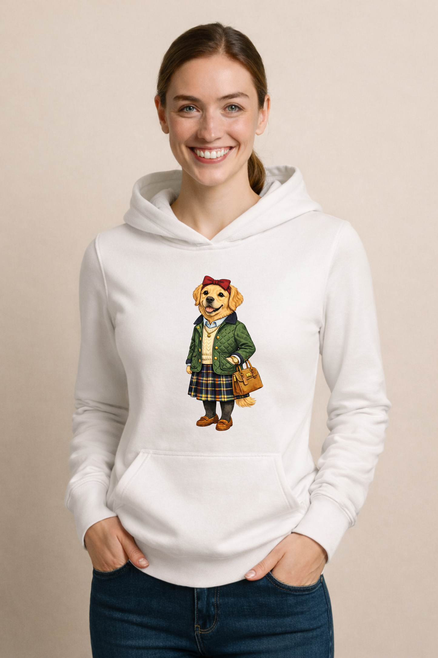 Preppy Golden Retriever Women’s Hoodie