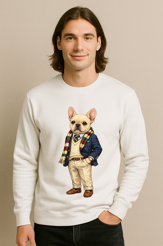 Preppy French Bulldog Men’s Crewneck Sweater