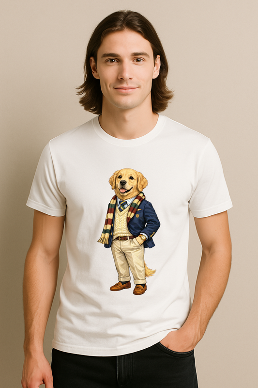 Preppy Golden Retriever Men’s Tee Shirt