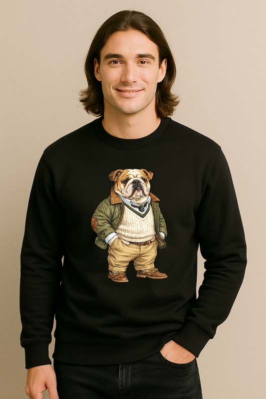 Preppy English Bulldog Men’s Crewneck Sweater