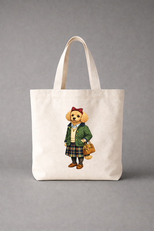 Preppy Golden Poodle Girl Tote Bag