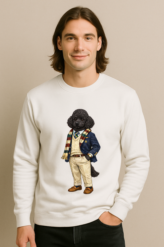 Preppy Black Poodle Men’s Crewneck Sweater