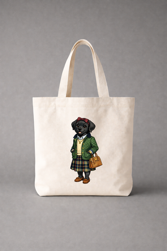 Preppy Black Labrador Retriever Girl Tote Bag