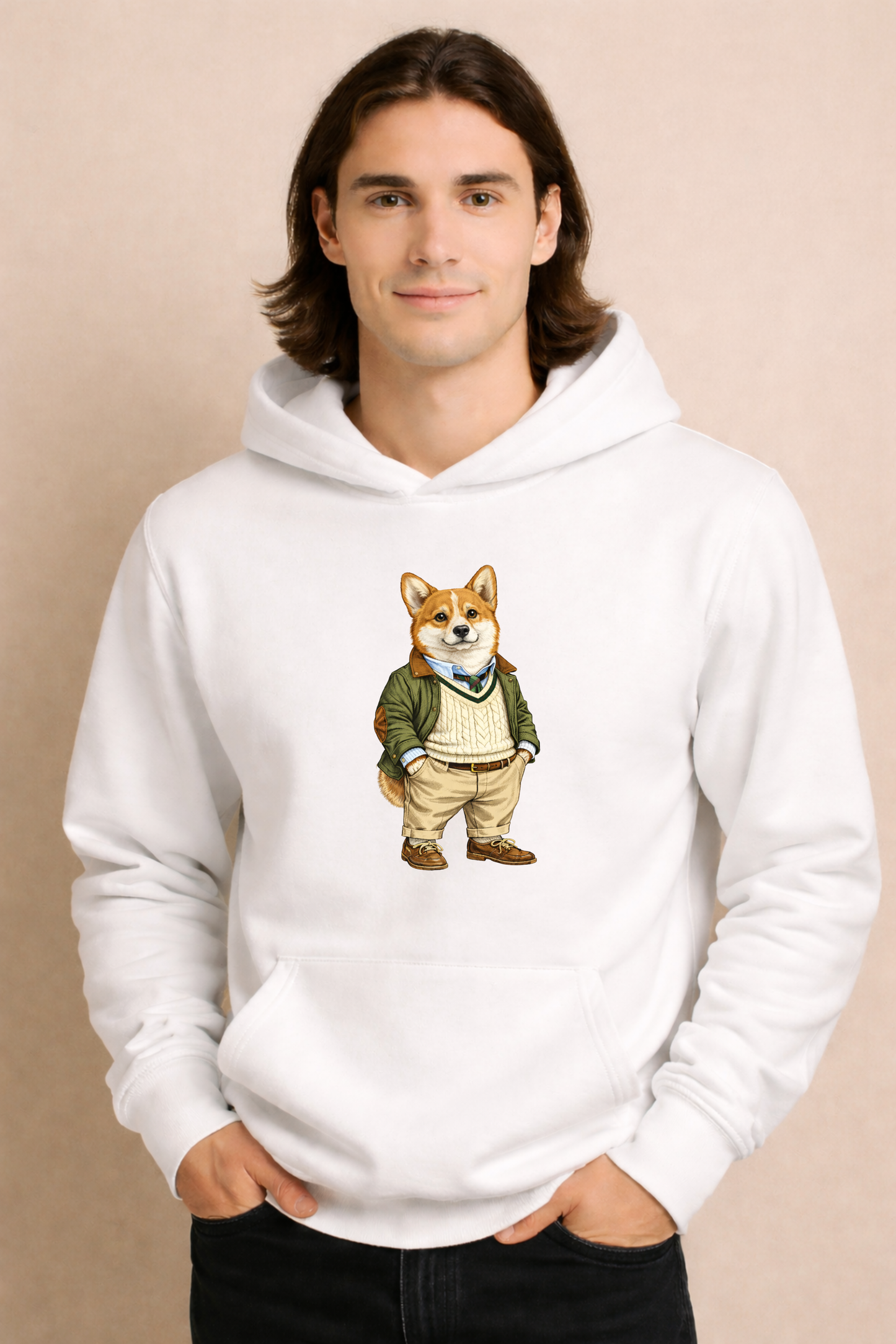 Preppy Corgi Men’s Hoodie