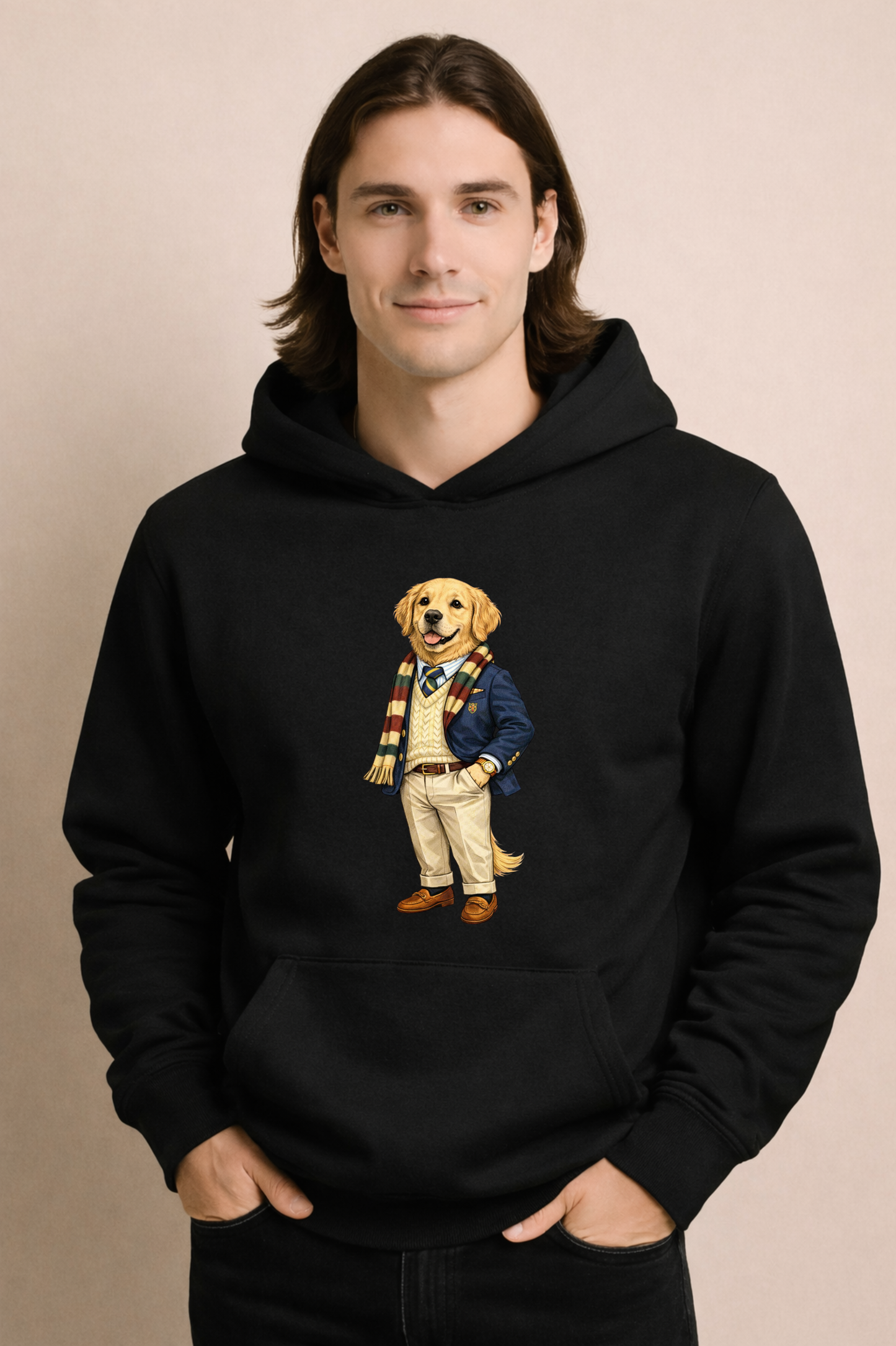 Preppy Golden Retriever Men’s Hoodie
