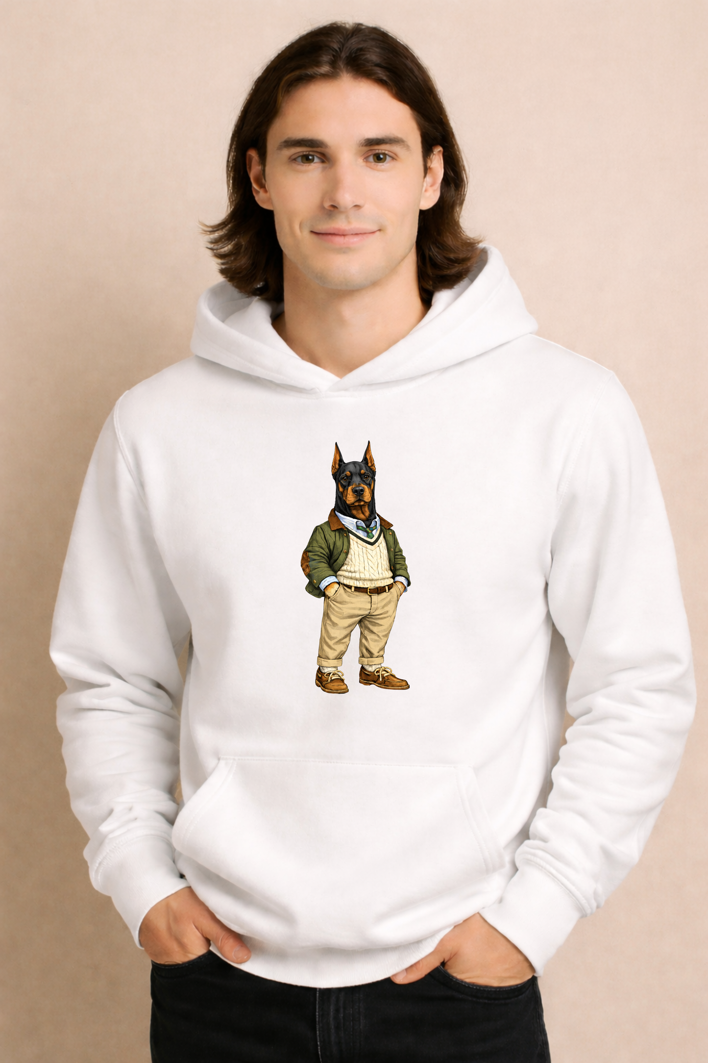 Preppy Doberman Pinscher Men’s Hoodie