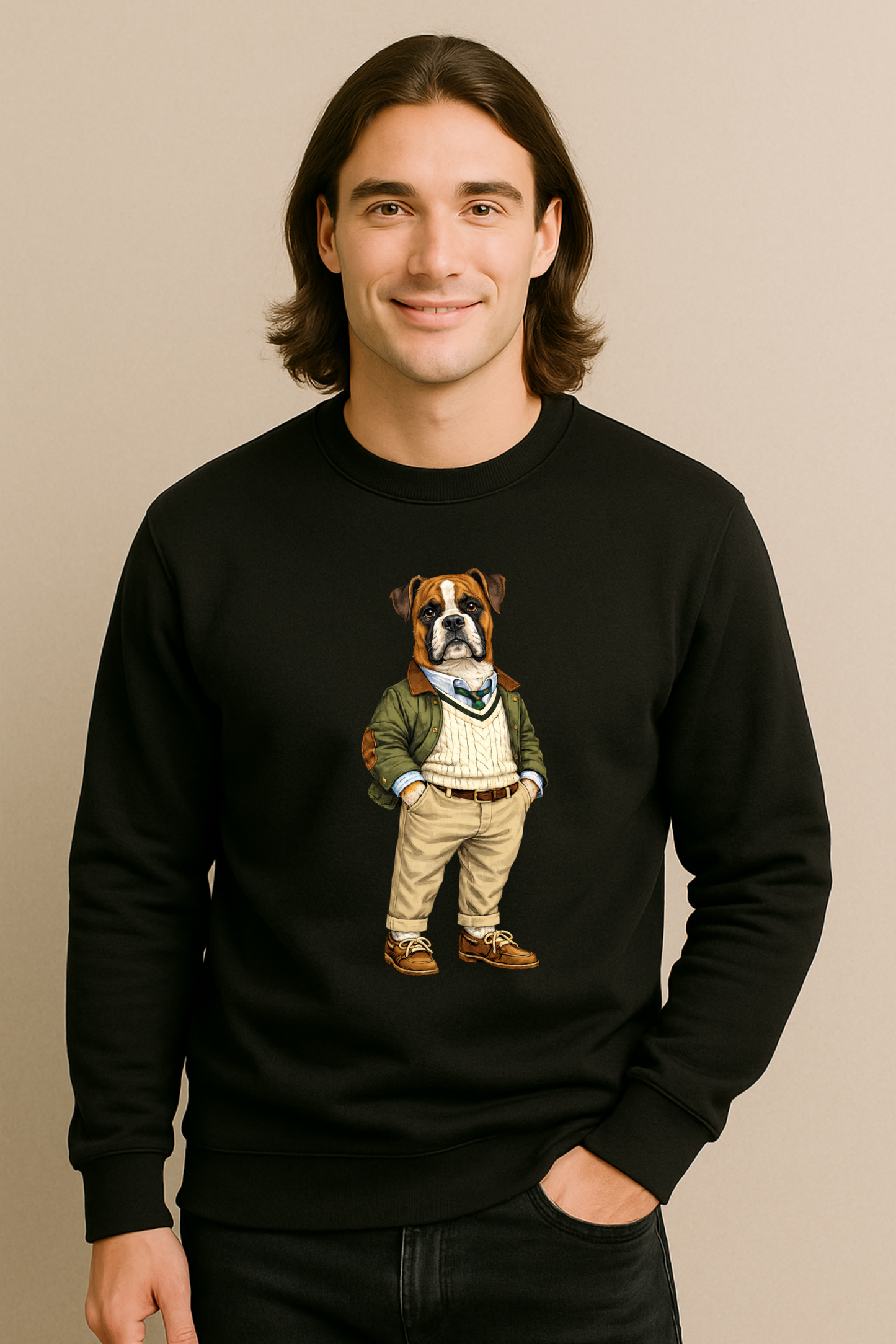Preppy Boxer Men’s Crewneck Sweater