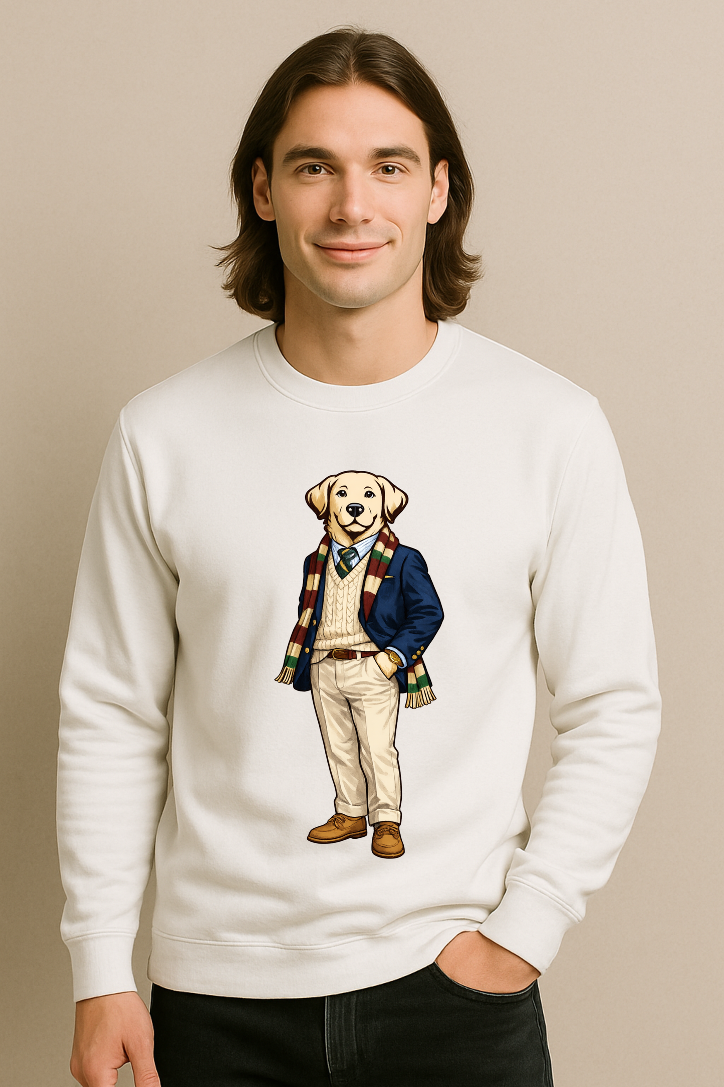 Preppy Labrador Retriever Men’s Crewneck Sweater