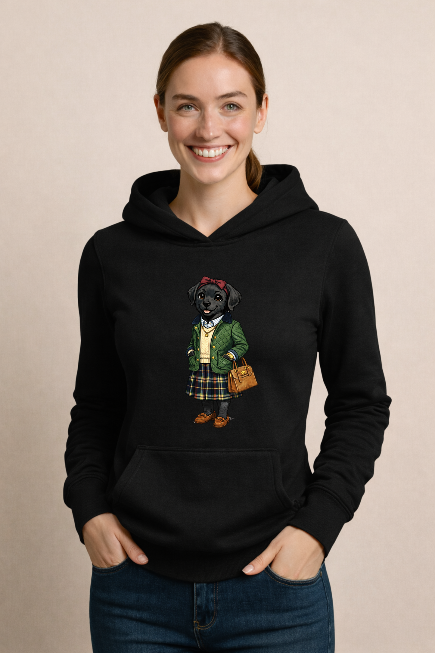 Preppy Black Labrador Retriever Women’s Hoodie