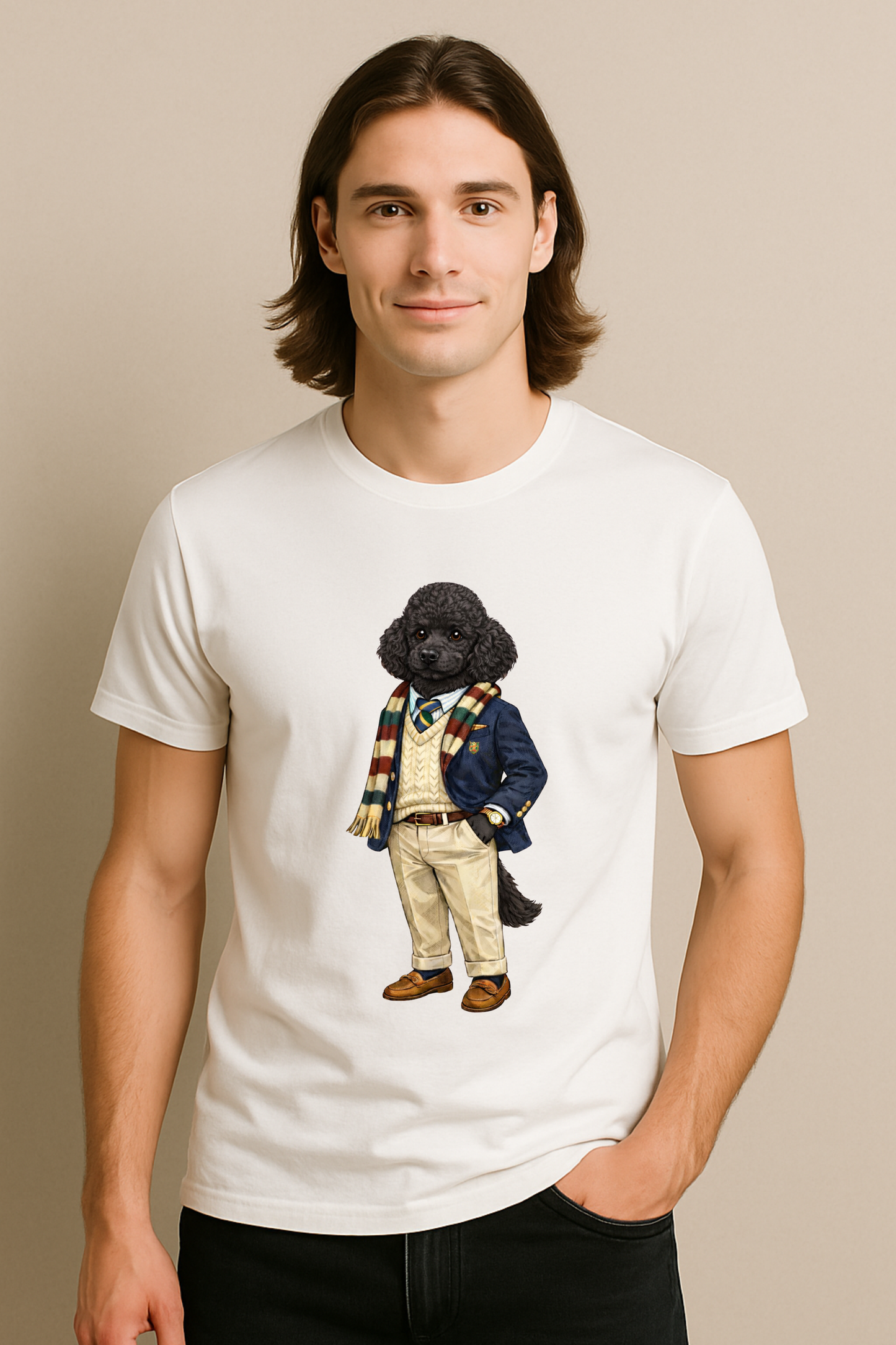 Preppy Black Poodle Men’s Tee Shirt