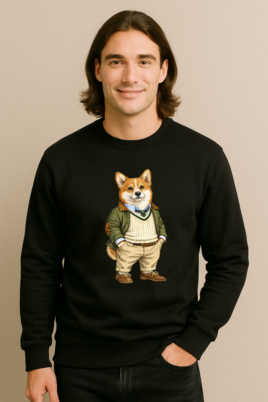 Preppy Corgi Men’s Crewneck Sweater