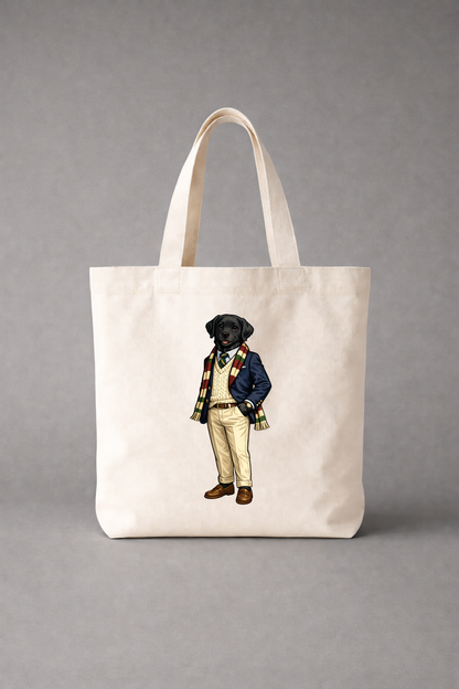 Preppy Black Labrador Retriever Tote Bag