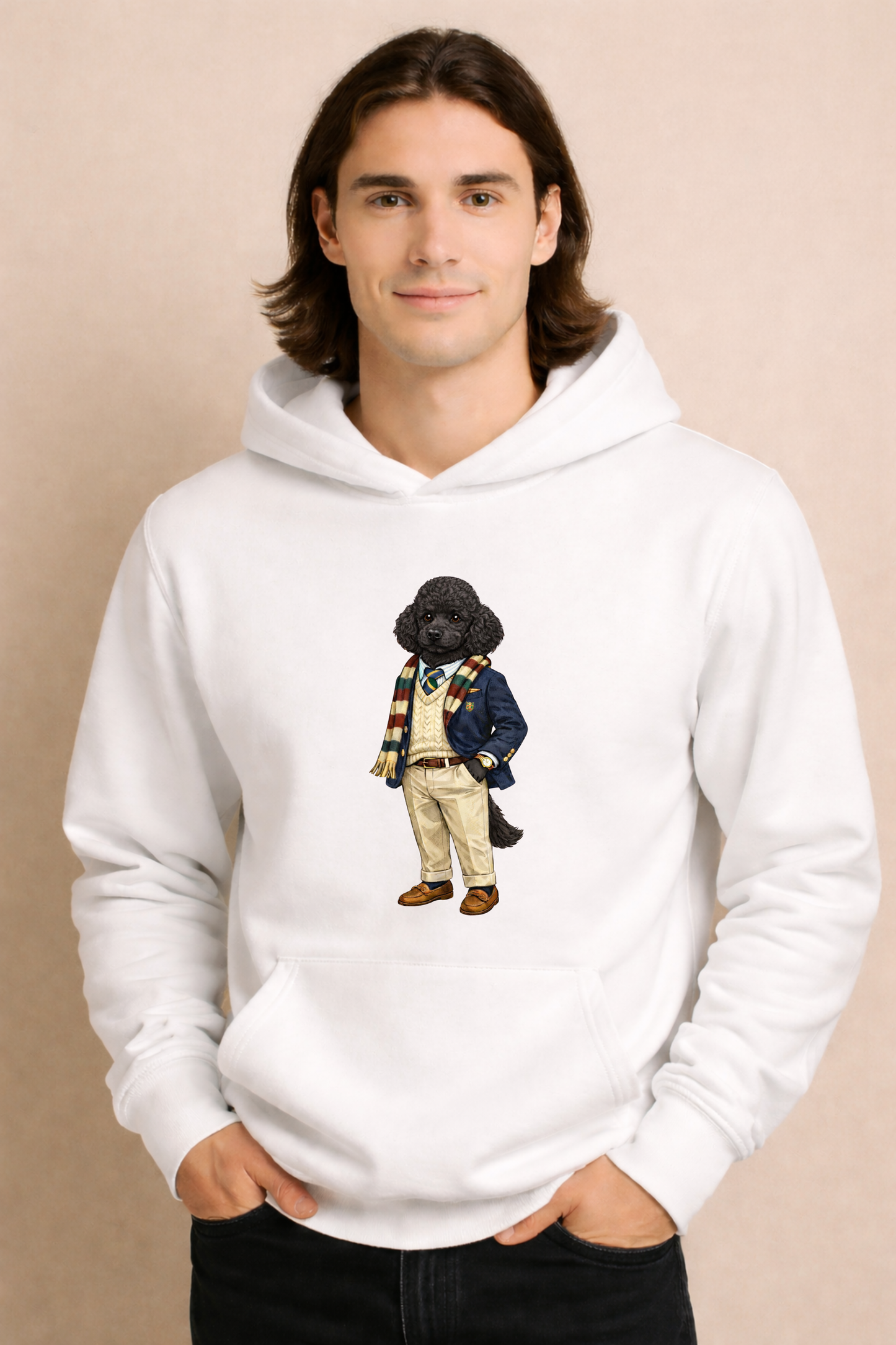 Preppy Black Poodle Men’s Hoodie