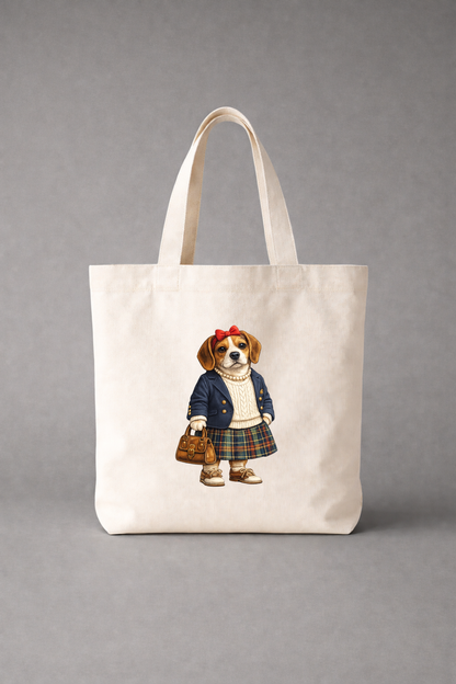 Preppy Beagle Girl Tote Bag