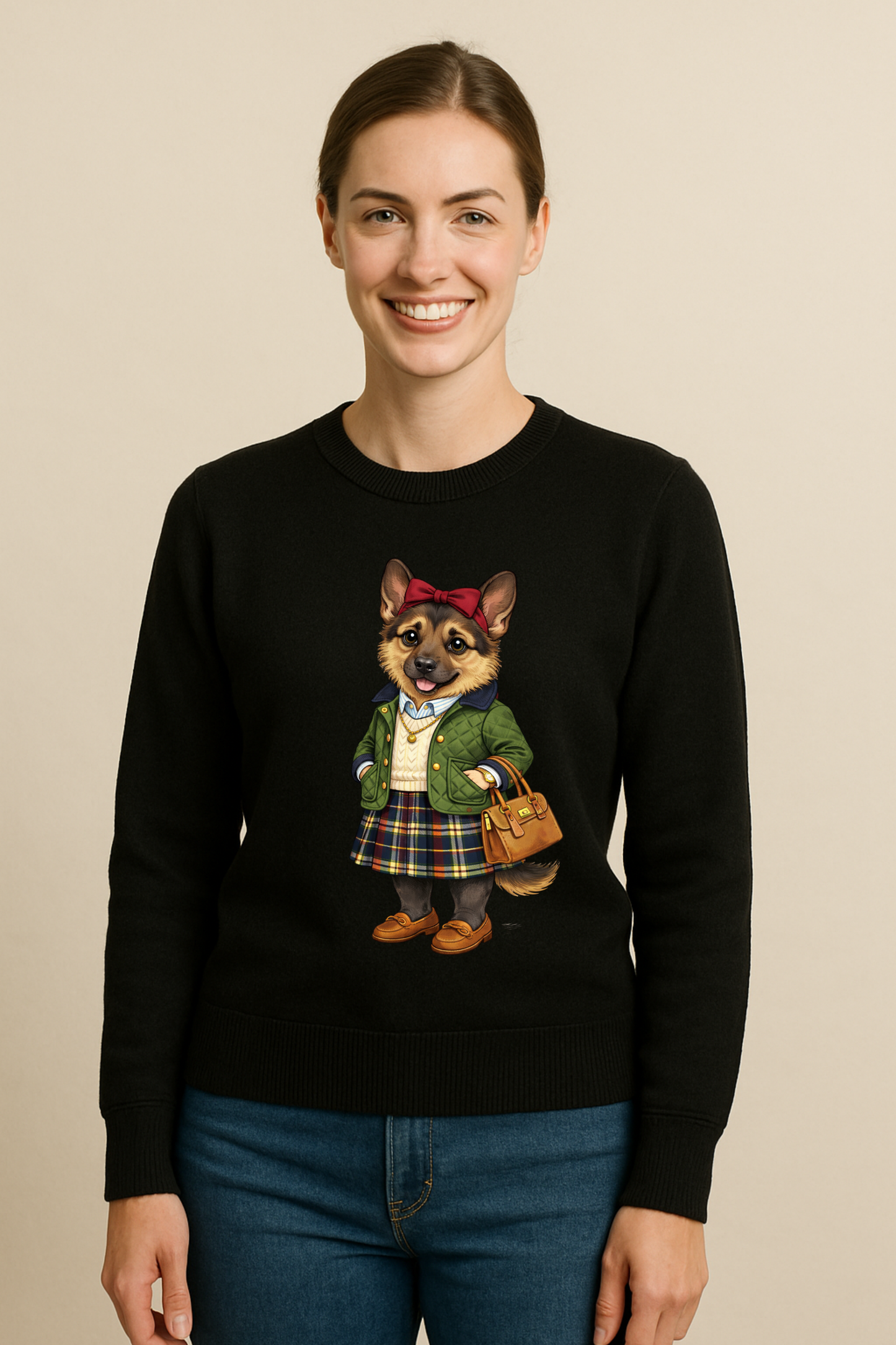 Preppy German Shepherd Women’s Crewneck Sweater