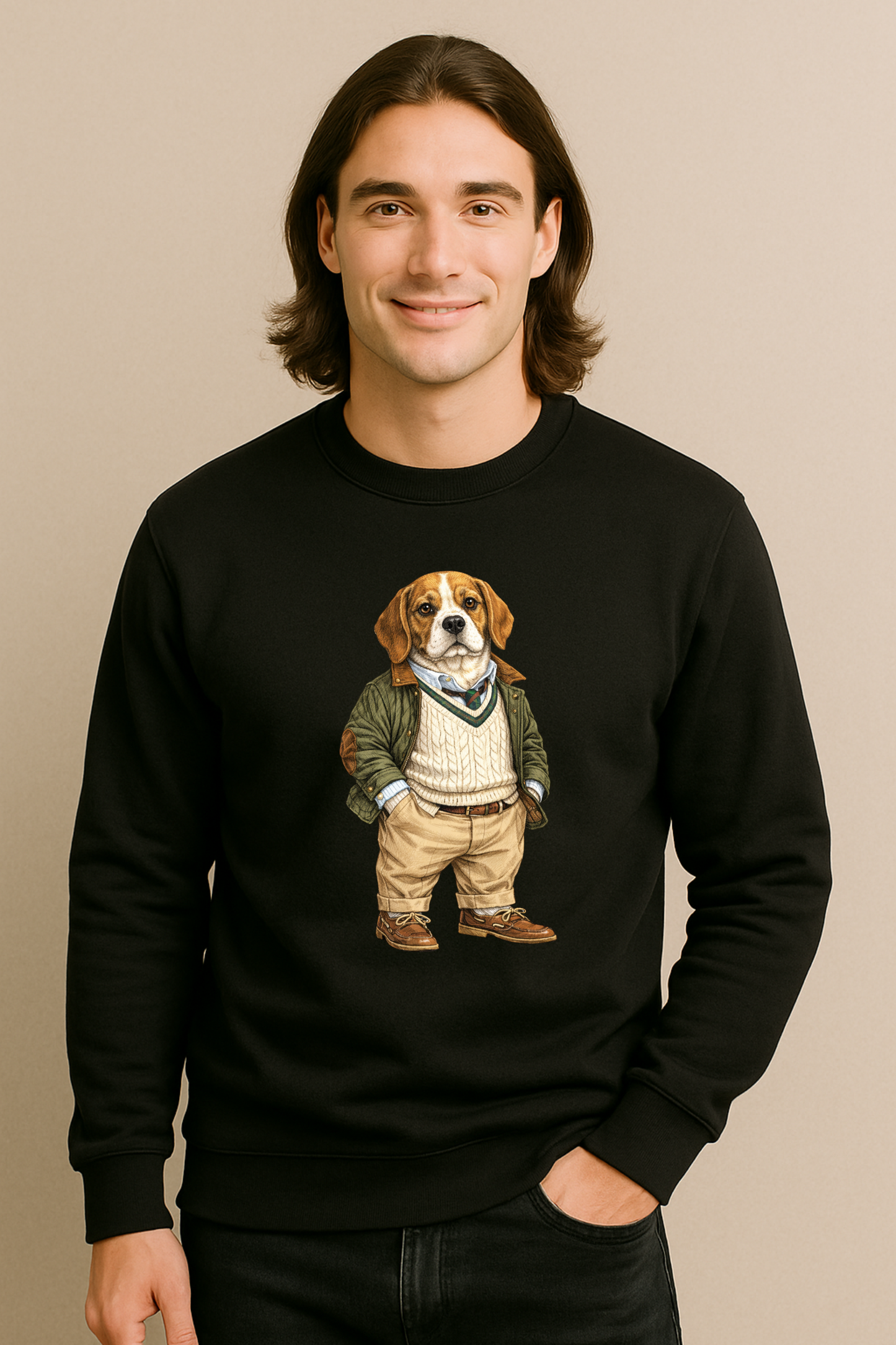 Preppy Beagle Men’s Crewneck Sweater