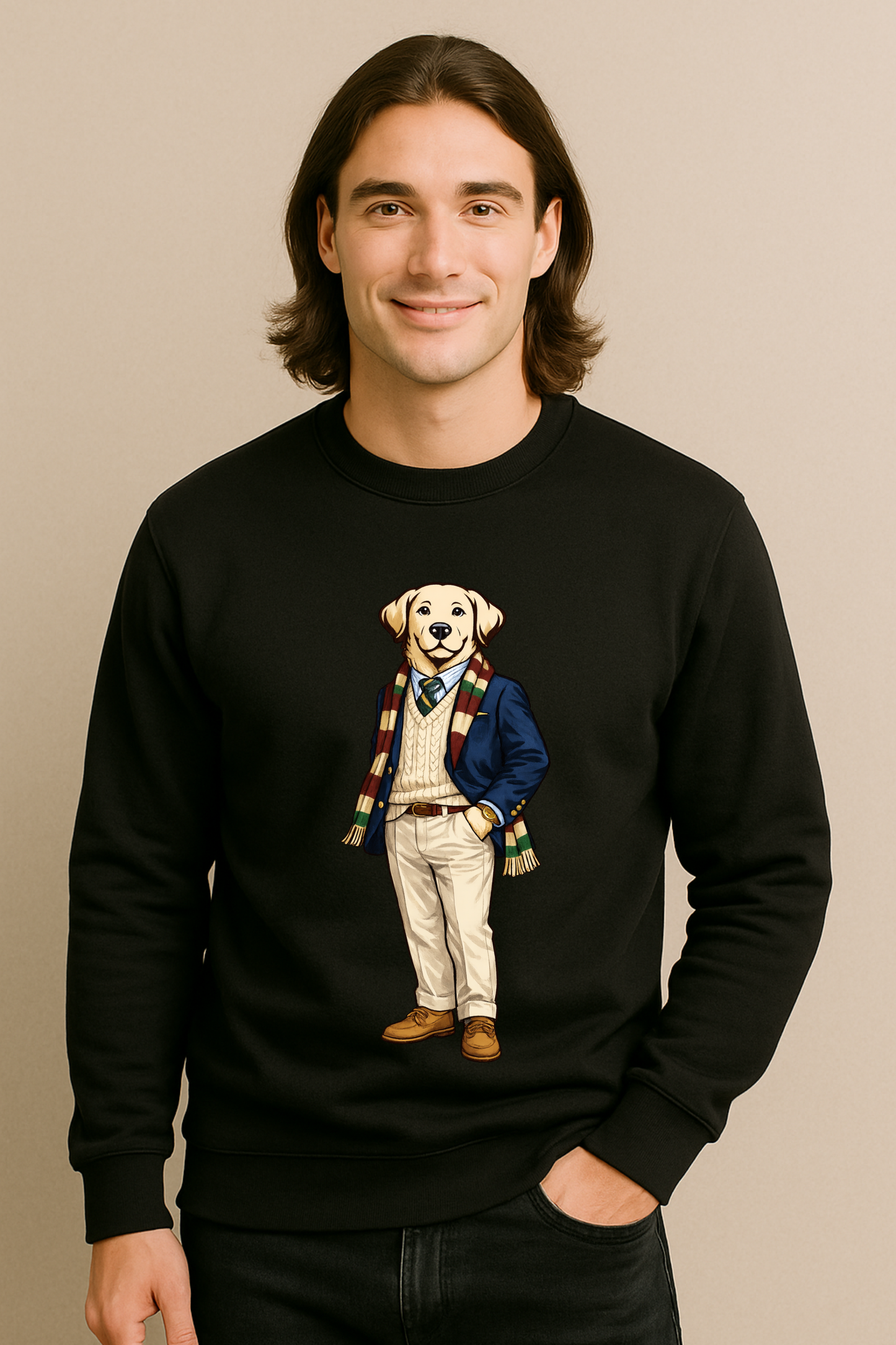 Preppy Labrador Retriever Men’s Crewneck Sweater