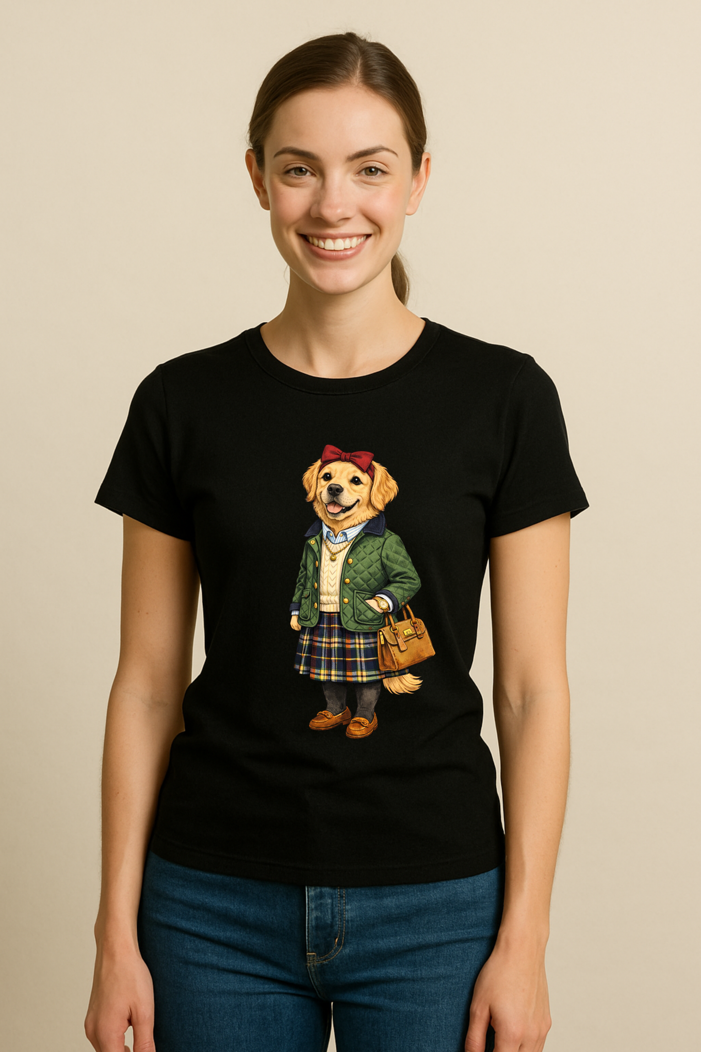 Preppy Golden Retriever Women’s Tee Shirt